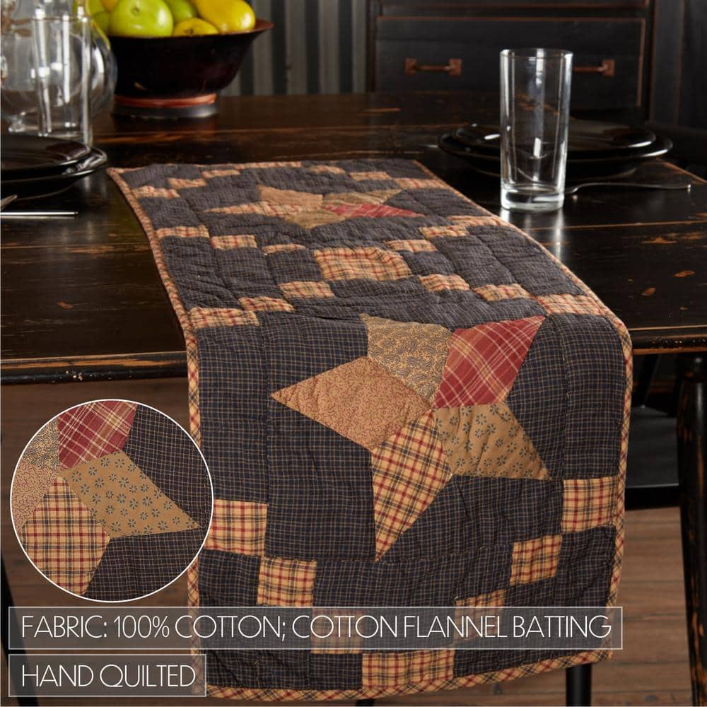 Arlington Navy Blue and Tan Cotton Quilted Table Runner