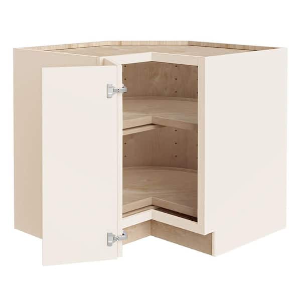 Newport 33 in. W x 24 in. D x 34.5 in. H Assembled Plywood Corner Lazy Susan Base Kitchen Cabinet in Blended Cream LH