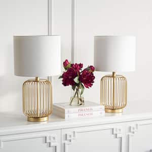 Portlia 21. 3 in. Copper Table Lamp with Off White Shade (Set of 2)