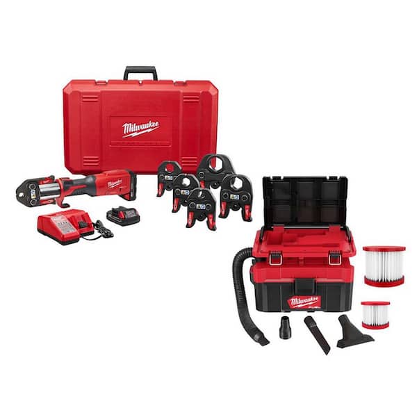 M18 18-Volt Lithium-Ion Brushless Cordless FORCE LOGIC Copper Press Tool Kit with M18 FUEL PACKOUT Vac and Filter