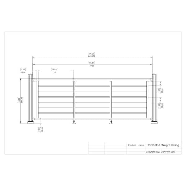 Weatherables Cornell 36 in. H x 96 in. W Textured Black and Silver Horizontal Aluminum Rod Straight Railing Kit