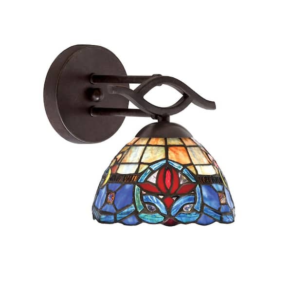 Unbranded Revo 1-Light Dark Granite Wall Sconce, 7 in. Sierra Art Glass