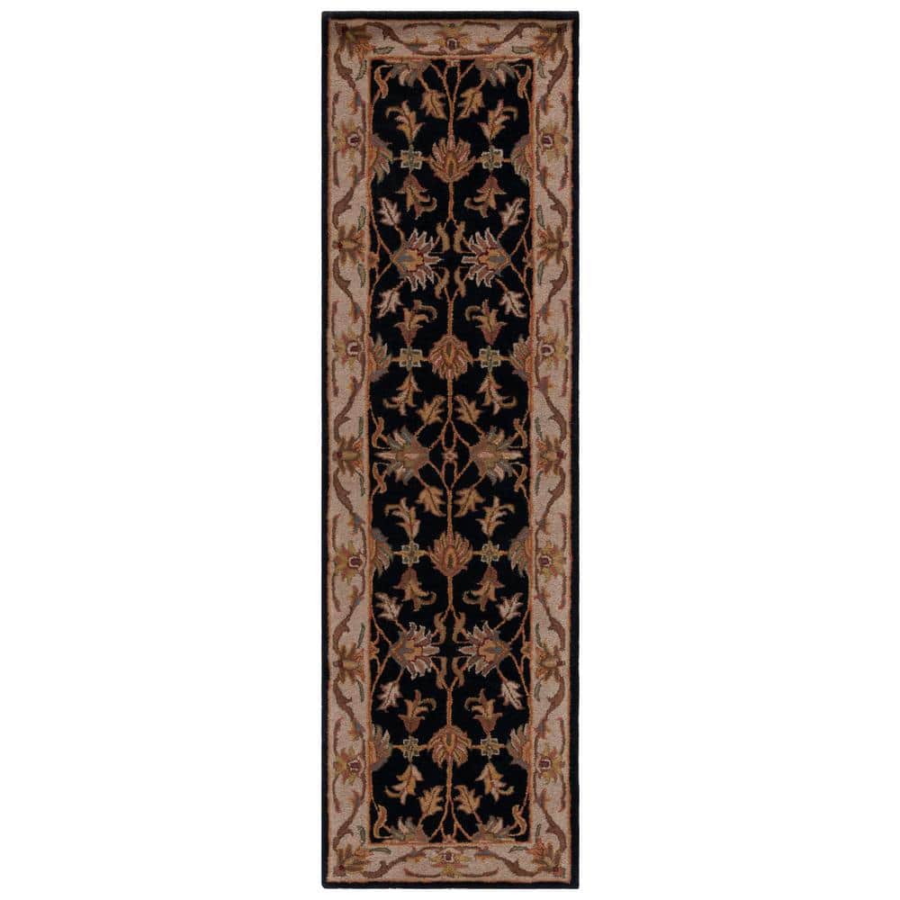 Hand-Tufted Black and Beige Wool Runner Rug, 2'3" x 10'