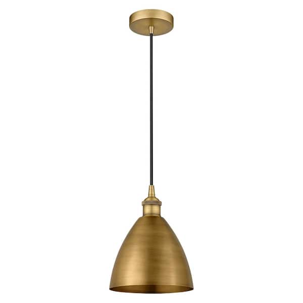 Edison Dome 100-Watt 1-Light Brushed Brass Standard Mini Pendant Light with Metal Shade