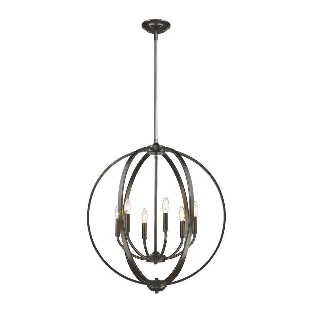 Etruscan Bronze 6-Light Modern Chandelier with Curvaceous Arms