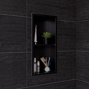12 in. W x 24 in. H x 4 in. D Stainless Steel Shower Niche in Brushed Black PVD