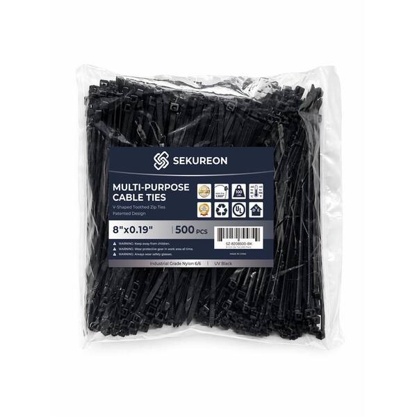 SEKUREON 8 in. Zip Ties Double Sided Toothed 100 LBS Tensile