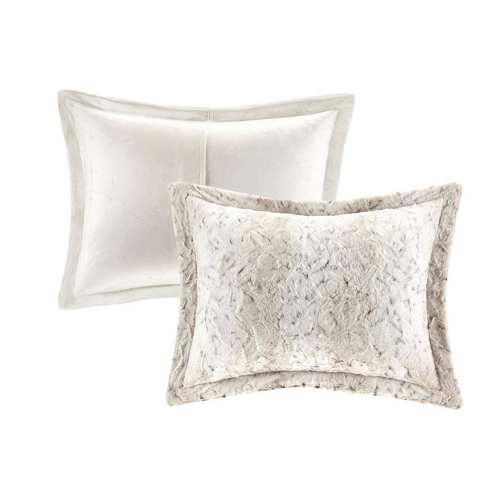 Full Snow Leopard Faux Fur Reversible Bedspread Set
