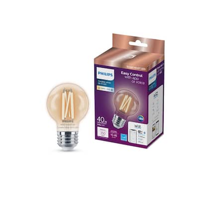 Philips 40-Watt Equivalent G16.5 Smart Wi-Fi Vintage Edison LED Light Bulb Tunable White 2700 (K) WiZ with Bluetooth (1-Pack)