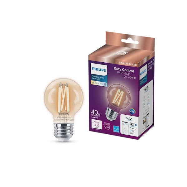 Philips 40-Watt Equivalent G16.5 Smart Wi-Fi LED Tuneable White Light Bulb Powered by WiZ with Bluetooth (1-Pack)