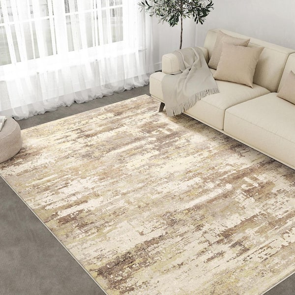 Jupiter Brown 5 ft. x 7 ft. Washable Modern Abstract Area Rug