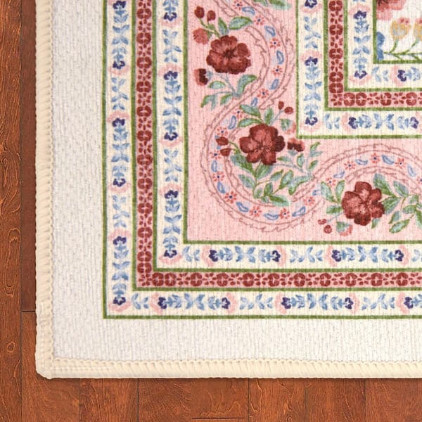 Deaney 2 ft. X 6 ft. Woven Ivory Floral Runner Rug