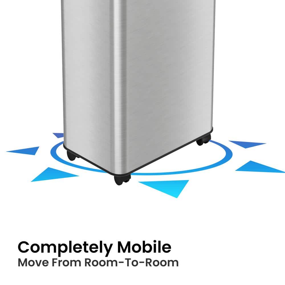 16 Gallon Silver Stainless Steel Wheeled Trash Can with Odor Filters