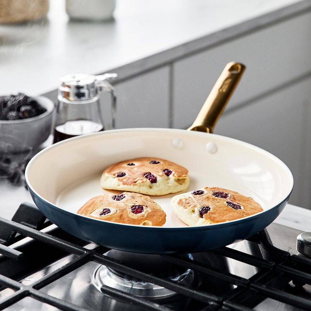 Twilight Blue and Cream Ceramic Nonstick 2-Piece Frying Pan Set