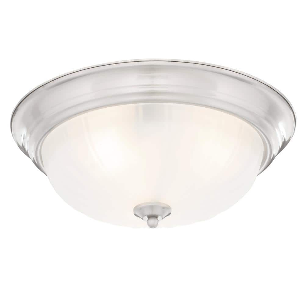 Satin Nickel Frosted Glass 3-Light Flush Mount