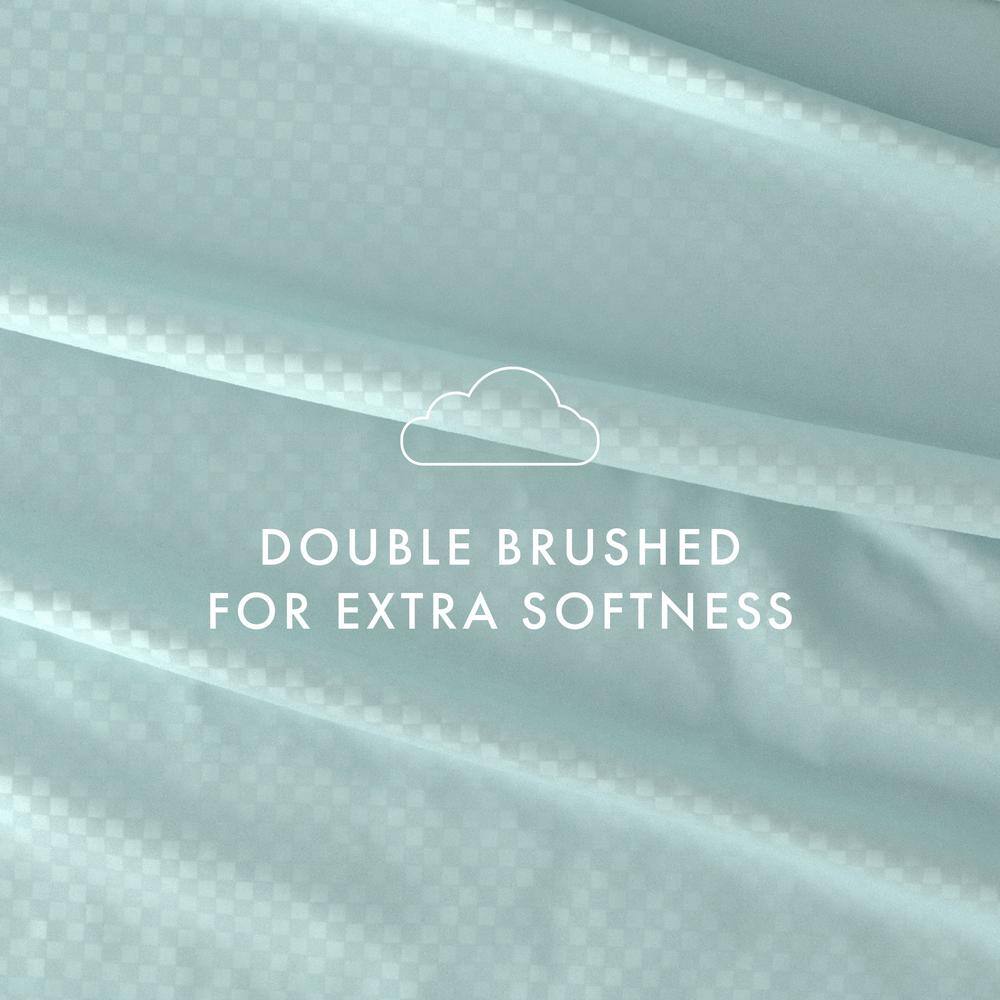Aqua Twin Microfiber Deep Pocket Checkered Sheet Set