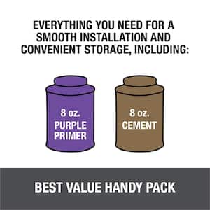 8 oz. Purple CPVC and PVC Primer and Regular Clear PVC Cement Combo Pack California Compliant