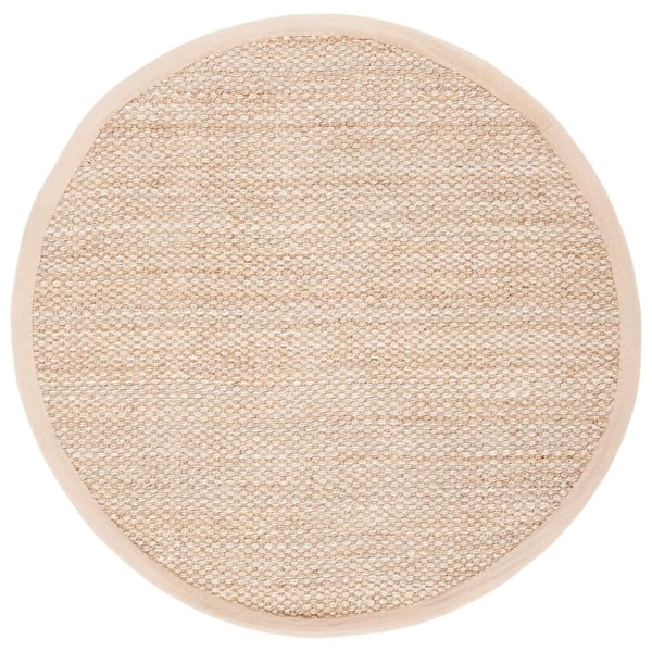 SAFAVIEH Natural Fiber Beige 6 ft. x 6 ft. Woven Border Round Area Rug