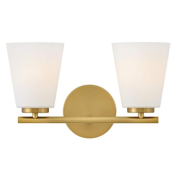 Bri 15.0 in. 2 Light Lacquered Brass Vanity Light