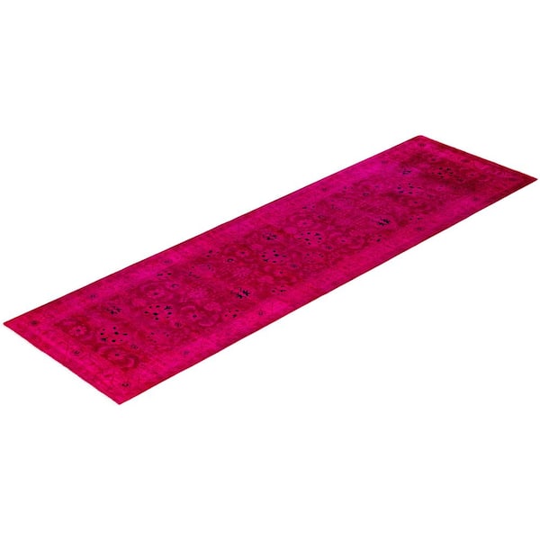 Overdyed Pink 3 x 10 Solid Wool Indoor Runner Rug