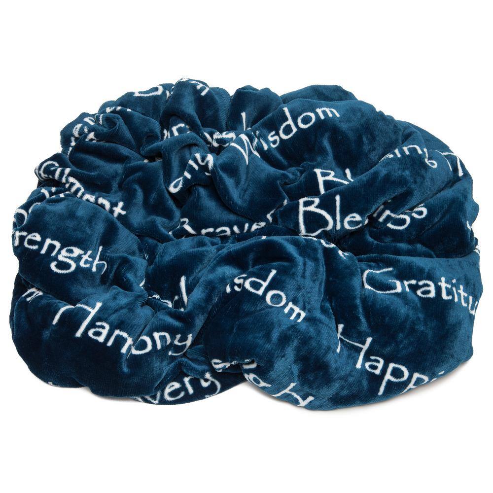Blue Reversible Sherpa and Faux Fur Throw Blanket