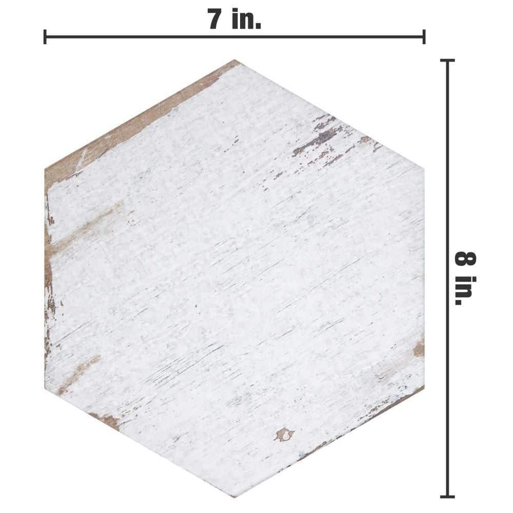 Retro Hex Blanc 7" x 8" Porcelain Hexagon Tile for Walls & Floors