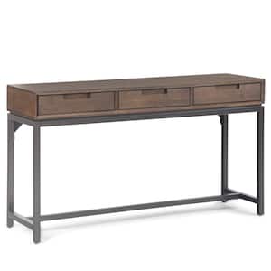 Banting Solid Hardwood and Metal 54 in. Wide Industrial Wide Console Table in Walnut Brown