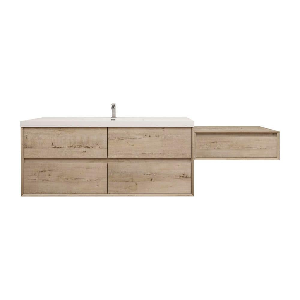 Kingdee 88 in. W x 20 in. D x 26 in.H Single Sink and Side Table Counter Bath Vanity in Light Oak with White Acrylic Top price history on PriceWatchPro
