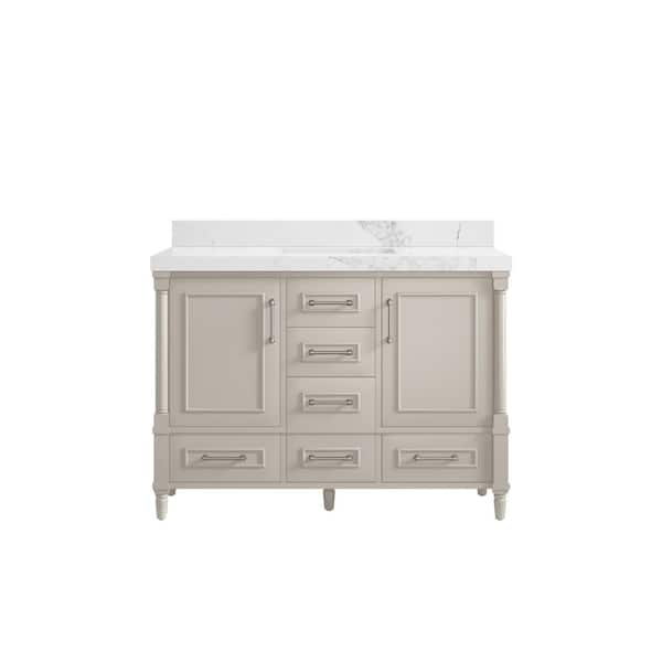 Willow Collections Hudson 48 in. W x 22 in. D x 36 in. H Single Sink Bath Vanity in Fine Grain with 2 in. Calcutta Nuvo Qt. Top