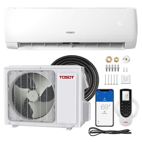 Tosot 12,000 BTU Mini-Split Air Conditioner, Wifi Enabled Inverter Heating System - 20 SEER2 230V, 1 Ton