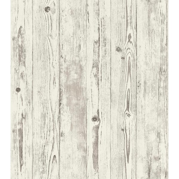 Advantage 57.8 sq. ft. Albright White Weathered Oak Panels Strippable Wallpaper Covers