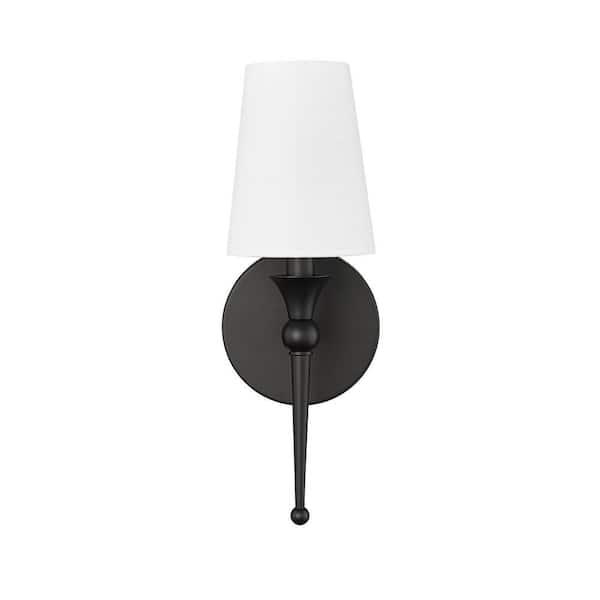 5 in. 1-Light Matte Black Sconce Linen