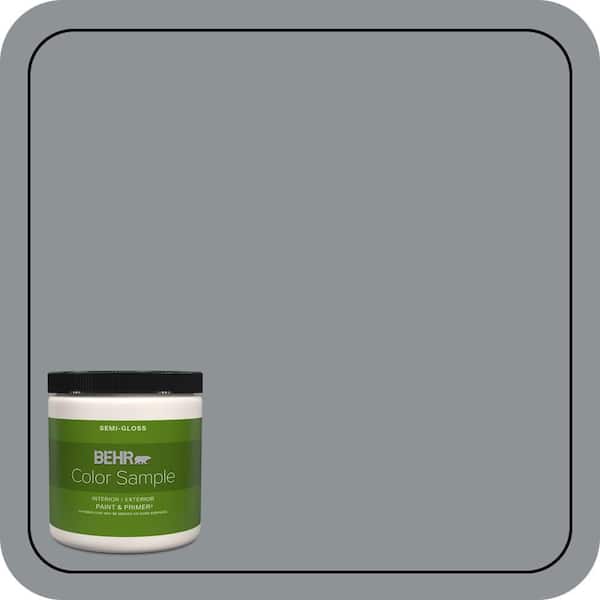 BEHR PREMIUM PLUS 8 oz. #PPU26-05 Flint Gray Semi-Gloss Interior/Exterior Paint & Primer Color Sample
