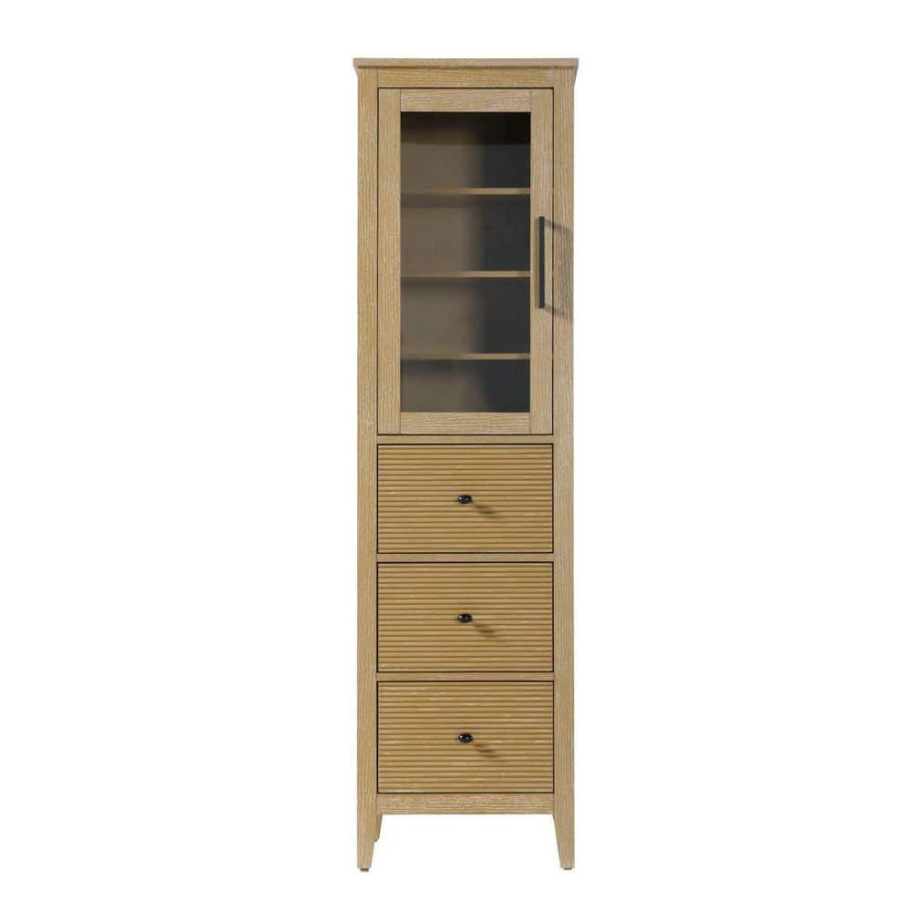 20 in. W x 18 in. D x 72 in. H Beige Freestanding Linen Cabinet