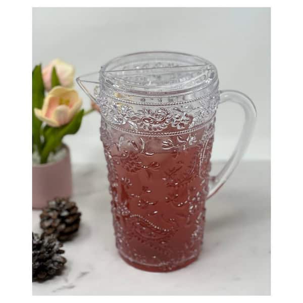 Tablecraft 328 Clear Poly Pitcher with Lid & Ice Core, 0.75 Gallon