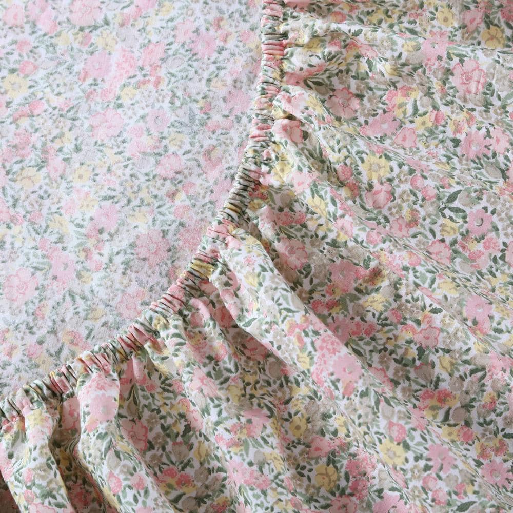 Loveston Pink Full Cotton Percale Floral Sheet Set