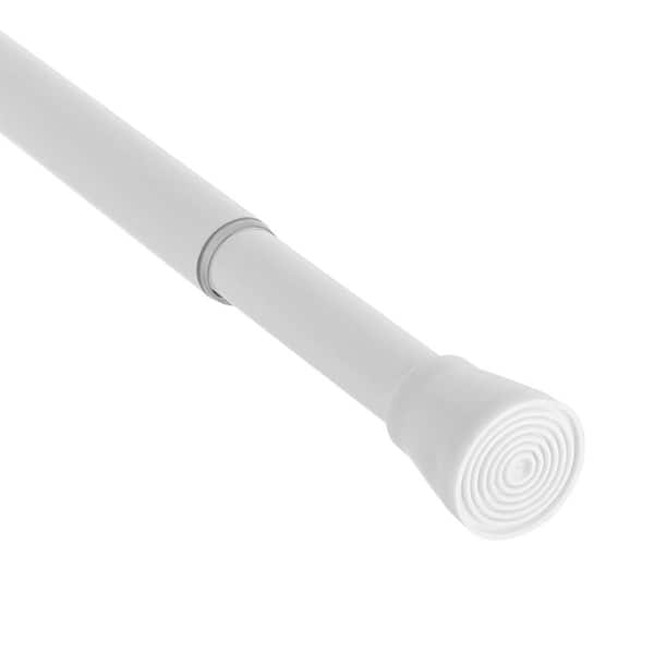 Evideco 98.4 in. L Stainless Steel Adjustable Tension Shower Curtain Rod White