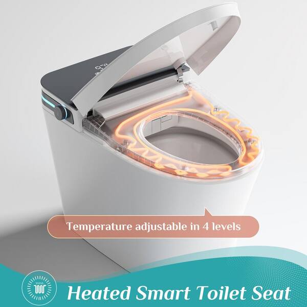 HOROW 10 in. Rough-In Tankless Elongated Smart Toilet Bidet - Auto Open/Close, Foot Sensor & Ambient Light