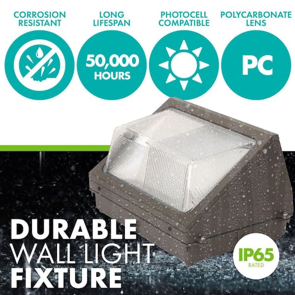 80-Watt 250-Watt Equivalent Integrated LED Bronze Wet Rated Wall Pack Light 5000K