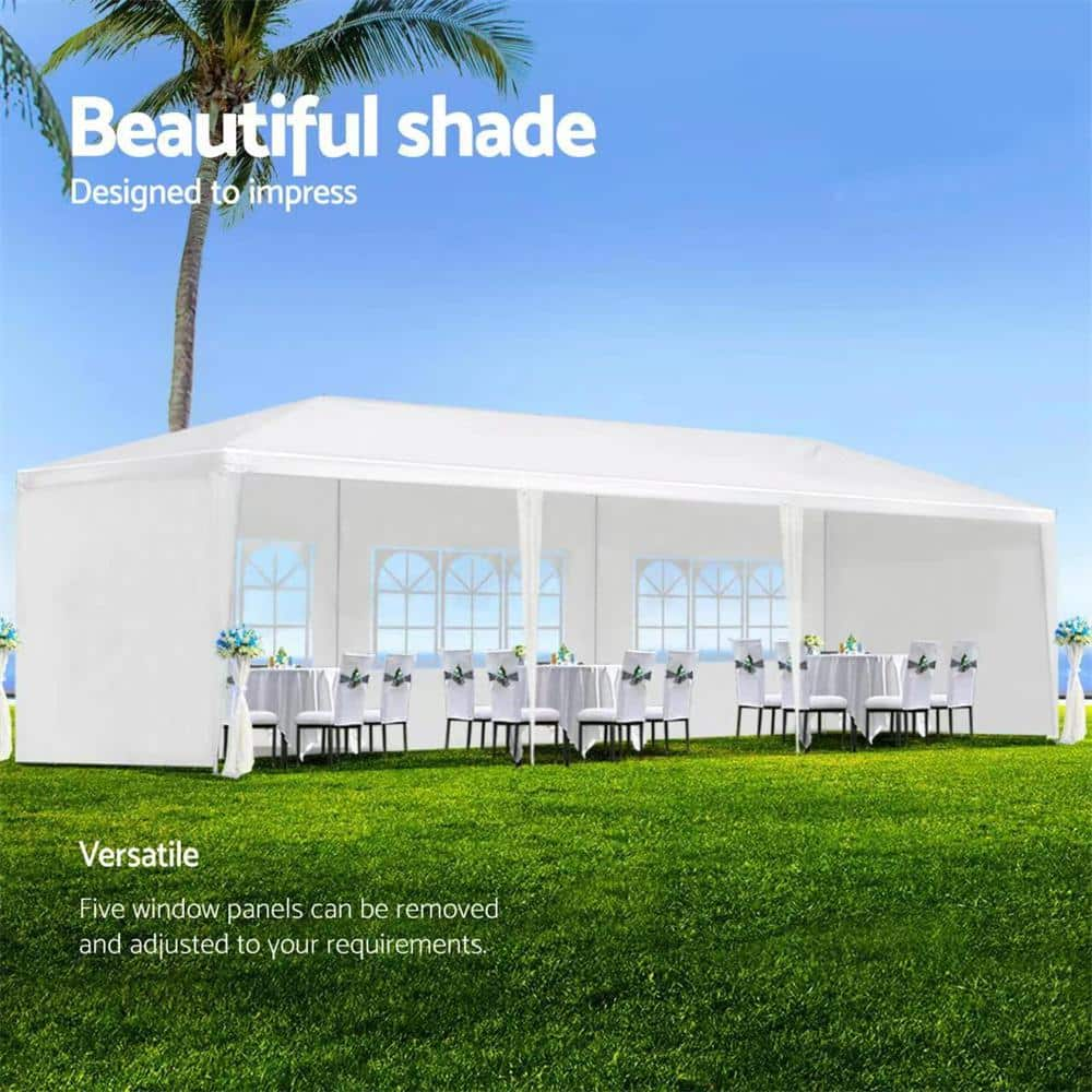 ITOPFOX 10 ft. x 30 ft. 5-Sides Waterproof Canopy Tent, Outdoor White Party Wedding Gazebo Tent, Sturdy Steel Frame Shelter