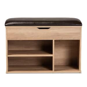 Ramsay 21.9 in. H x 31.75 in. W 5- Pair Medium Density Fiberboard (MDF) Shoe Storage Bench with Faux Leather Seating