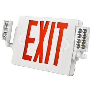 Integrated LED White Emergency Light Exit Sign (2-Pack)
