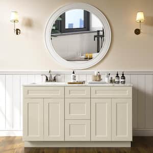 60 in. W x 21 in. D x 34.5 in. H Bath Vanity Cabinet without Top in Shaker Antique White