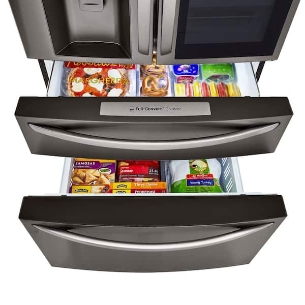 23 cu. ft. 4-Door French Door Refrigerator w/ InstaView, Craft Ice in PrintProof Black Stainless Steel, Counter Depth