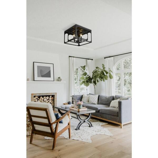 Unbranded - Easton 15 in. 4-Light Matte Black Flush Mount