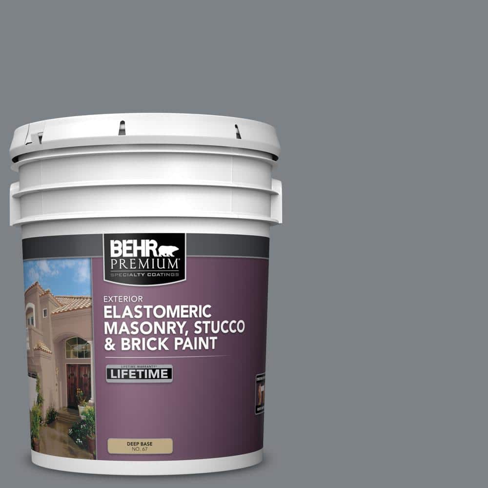BEHR PREMIUM 5 gal. PPU2603 Legendary Gray Elastomeric Masonry, Stucco and Brick Exterior