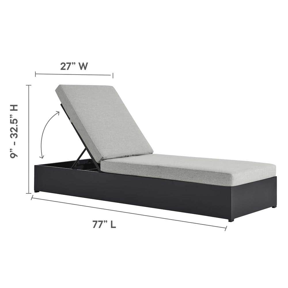 Tahoe Gray Powder-Coated Aluminum Outdoor Chaise Lounge with Cushions