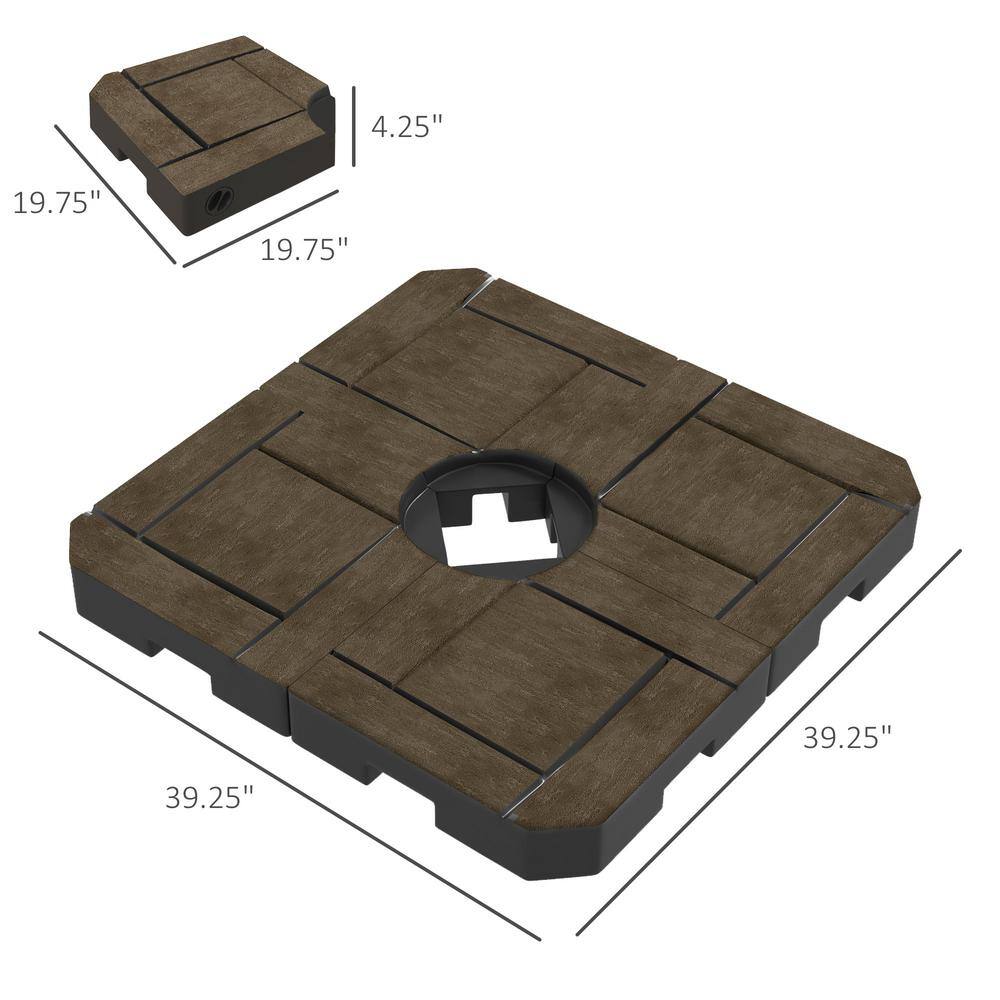 Brown HDPE Fillable Patio Umbrella Base Weights Set