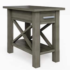 Kitchener Solid Wood 14 in. Wide Rectangle Contemporary Narrow Side Table in Farmhouse Grey