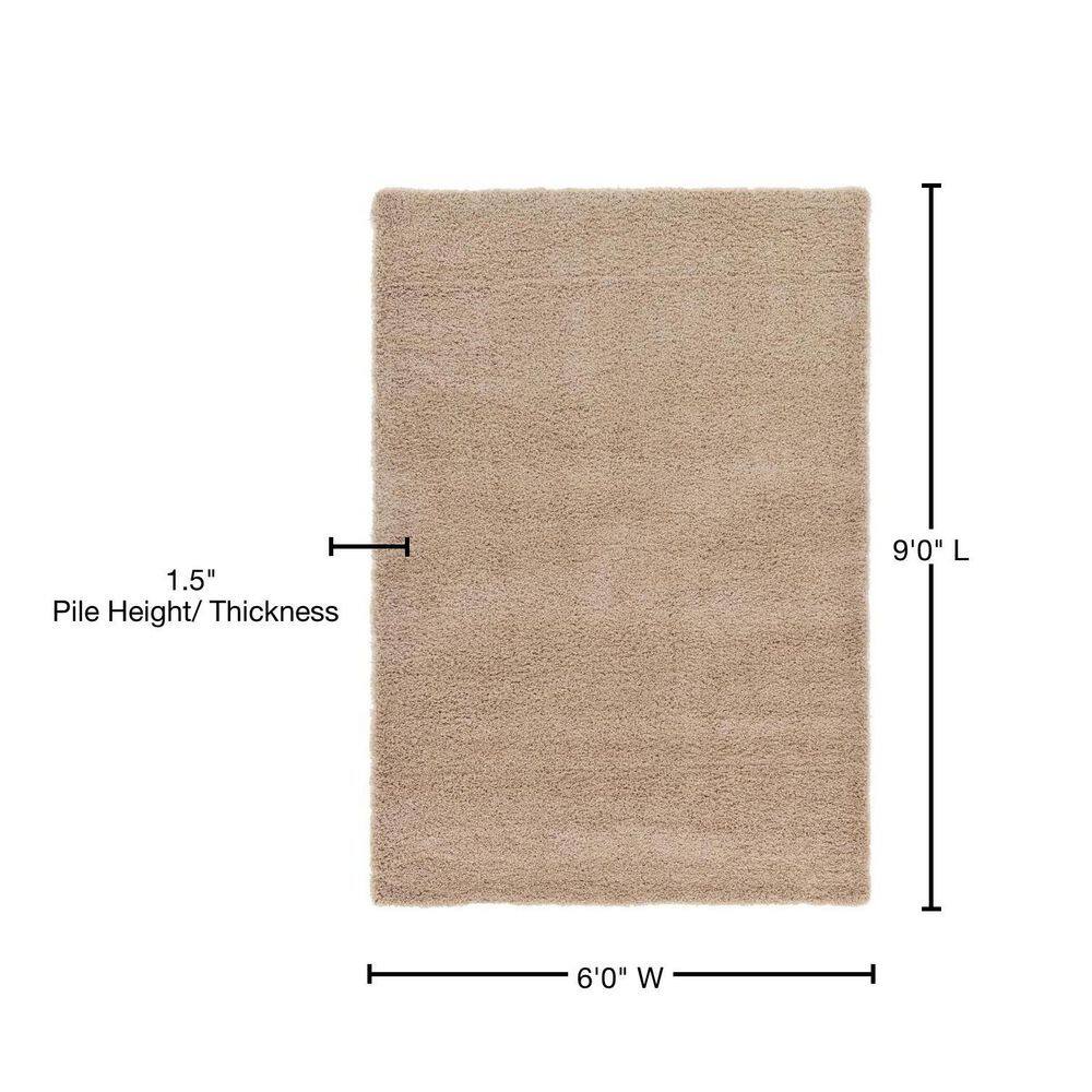 Taupe 6' x 9' Rectangular Shag Synthetic Area Rug